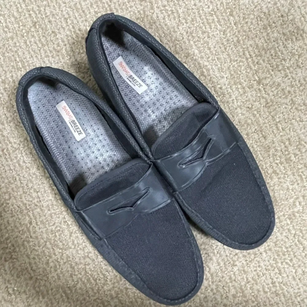SWIMS Breeze Penny Loafer Men 11 Black Mesh Breathable Coastal Boat Preppy